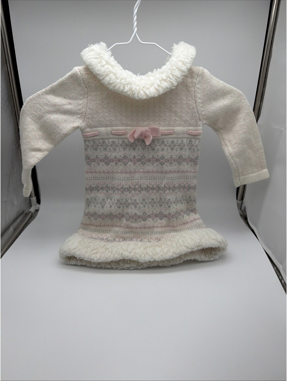 Maggie & Zoe Sweater Dress 24M Winter White Pink Grey Snow